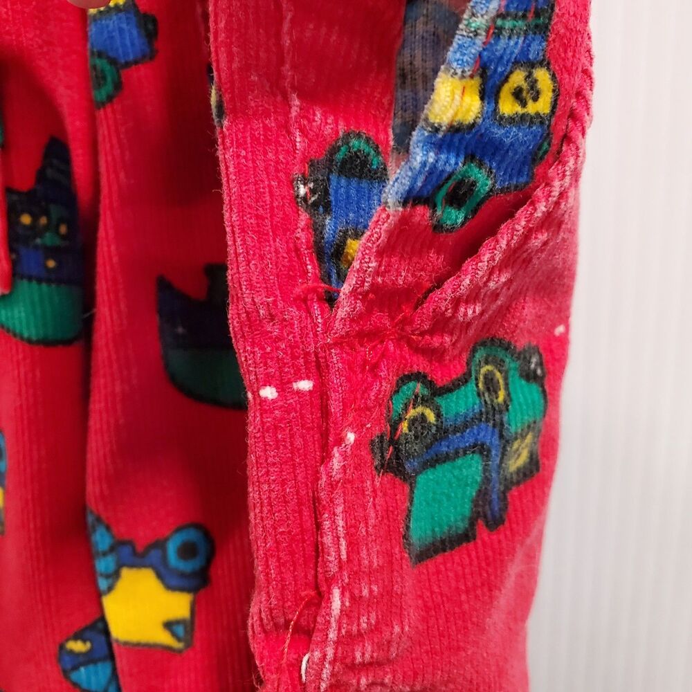 Vintage 6-9 mos OshKosh B’Gosh Red Corduroy Overalls Vehicles bus truck plane - Picture 8 of 8